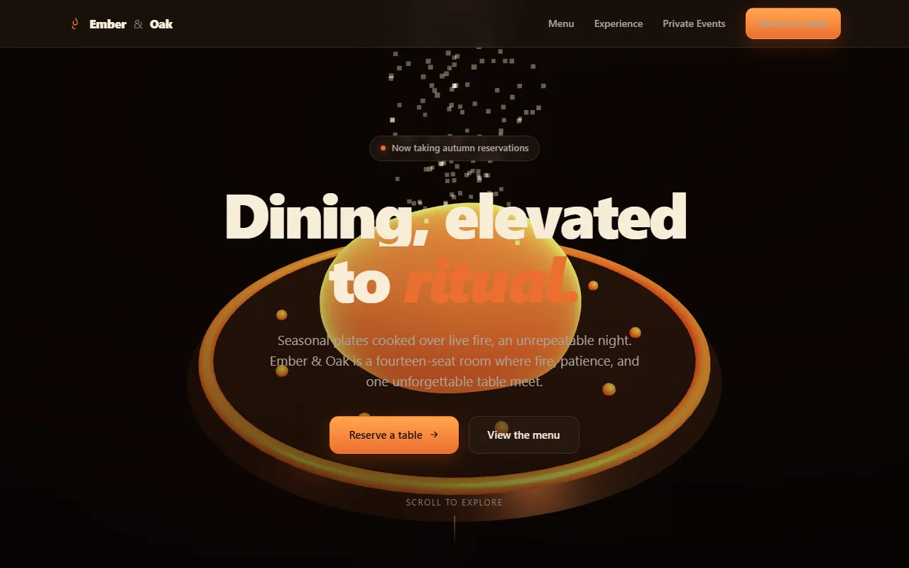 Preview of Ember & Oak — Restaurant / Hospitality Landing