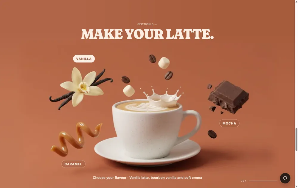 Preview of Velluto - Latte Pour Scroll Website