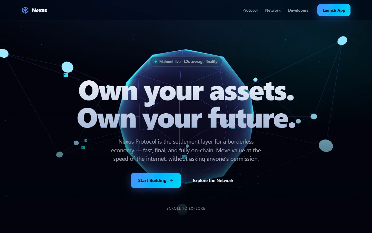 Preview of Nexus Protocol — Crypto / Web3 Landing